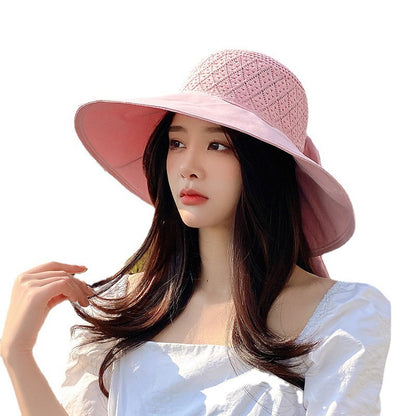 Wide Brimmed Sun Hat with Bow nihaodropshipping