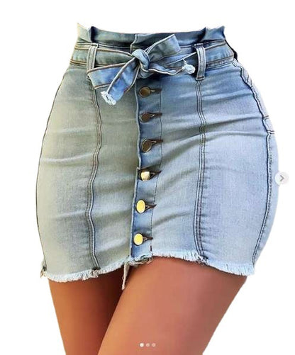 Women's High Waist Elastic Denim Skirt nihaodropshipping