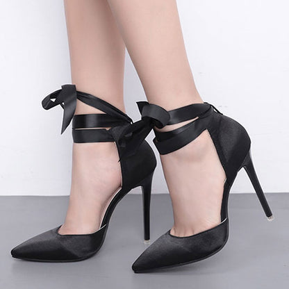 Pointed Toe Ribboned High Heels nihaodropshipping