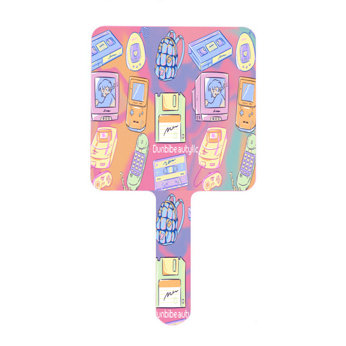 Handle Square Mirror｜Rubber -Kawaii, Retro, Anime, 90's Themed, Sherbet Colors, Pastel (Designed by Dunbi)