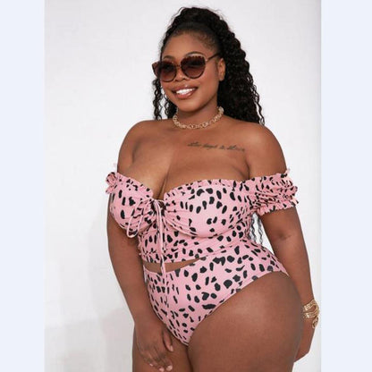 Plus Size Polka Dots Swimsuit nihaodropshipping