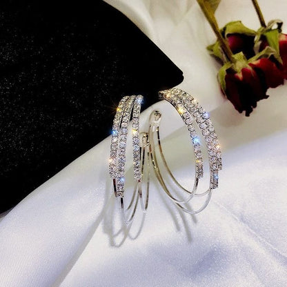 Women's Alloy Diamond C Shaped Hoop Earrings nihaodropshipping