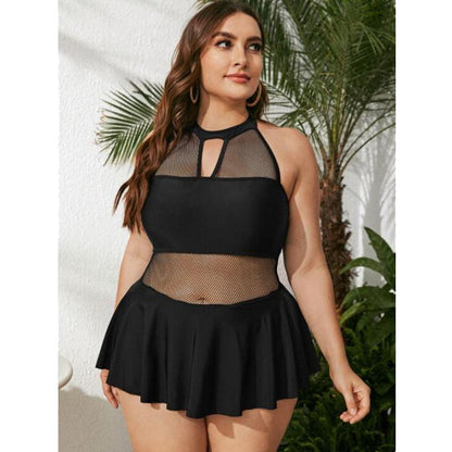 Plus Size Mesh Halter Top Style Swimsuit nihaodropshipping