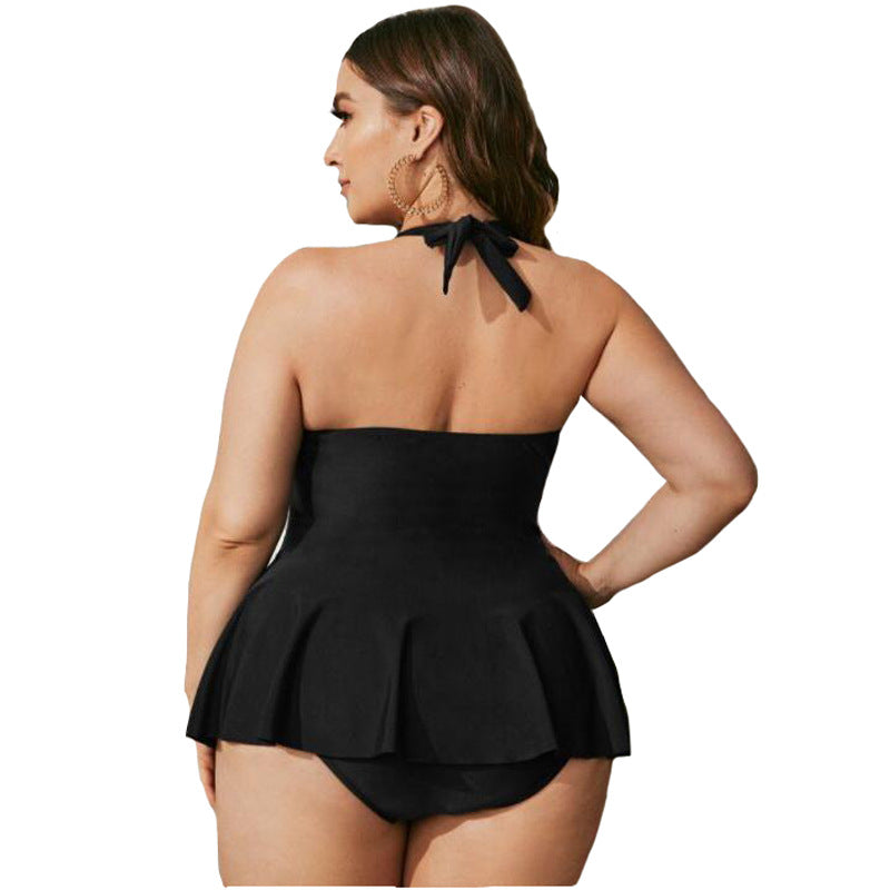 Plus Size Mesh Halter Top Style Swimsuit nihaodropshipping