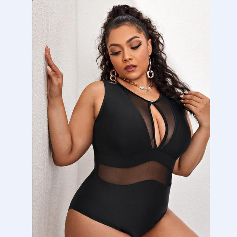 Plus Size Mesh Swimsuit nihaodropshipping