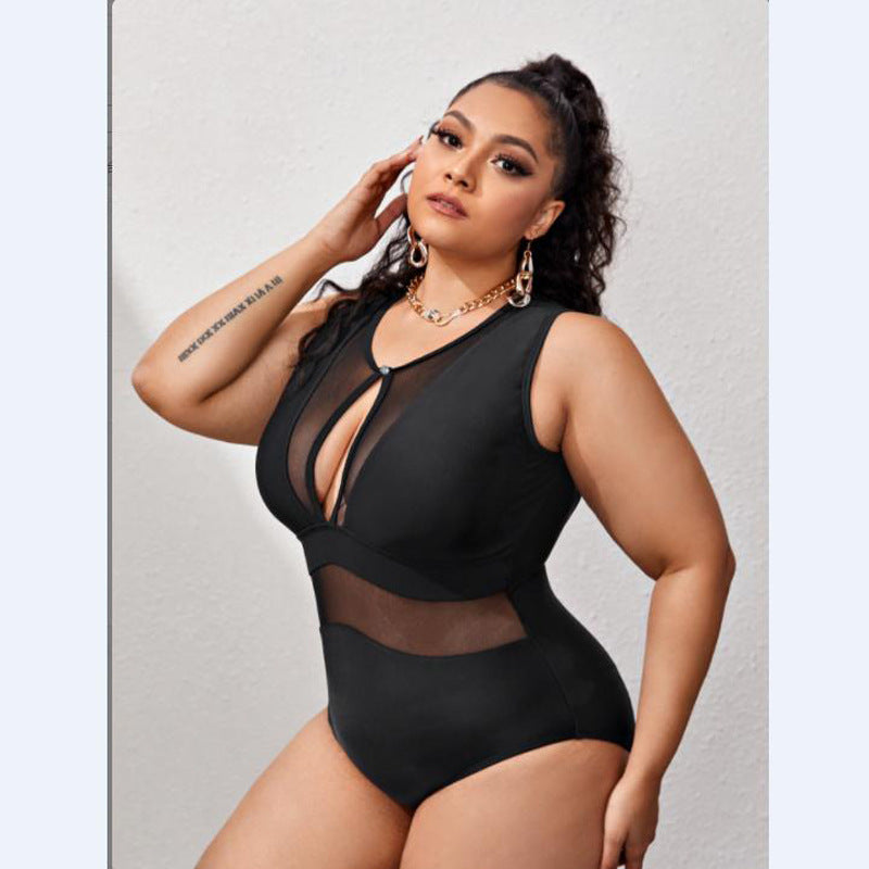 Plus Size Mesh Swimsuit nihaodropshipping