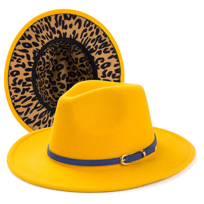 Women's Fedora Hat with Leopard Print Inside nihaodropshipping