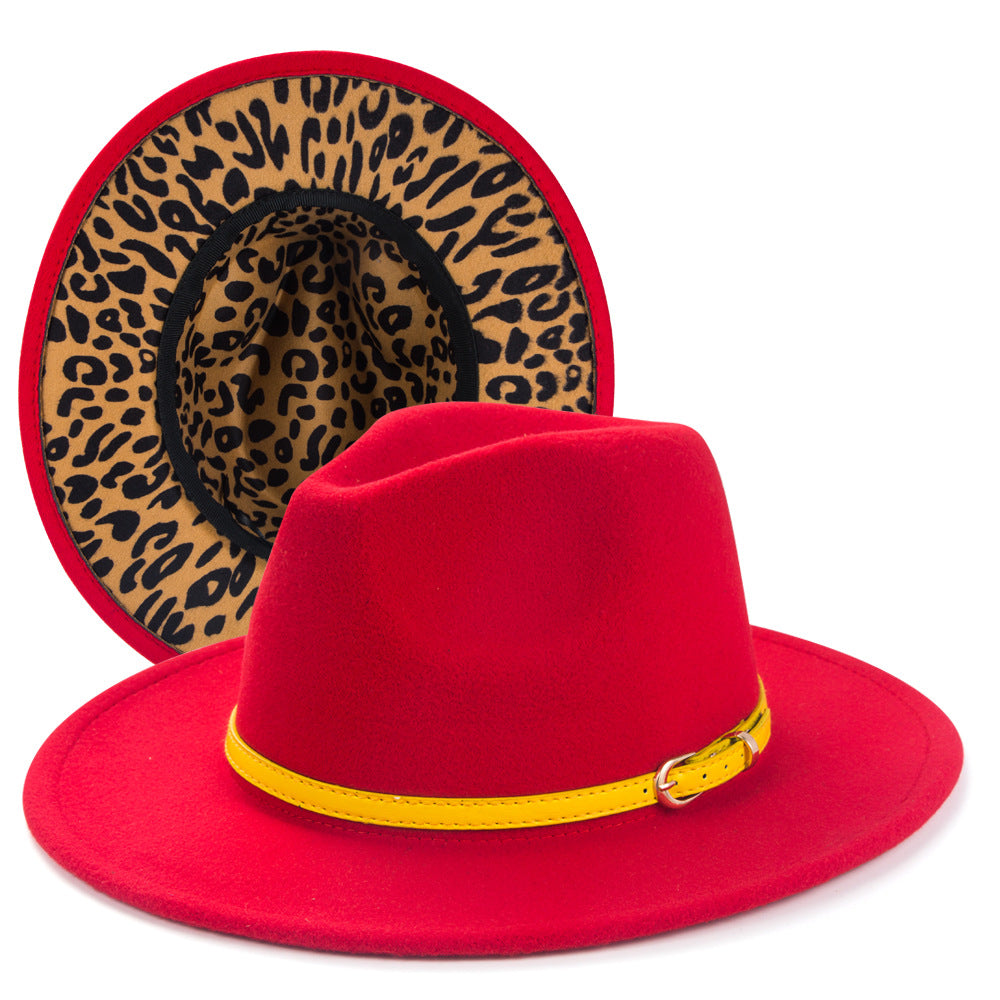 Women's Fedora Hat with Leopard Print Inside nihaodropshipping