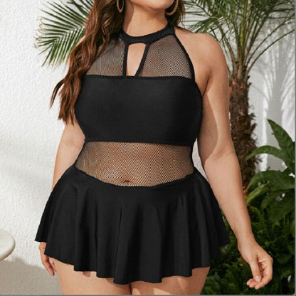 Plus Size Mesh Halter Top Style Swimsuit nihaodropshipping