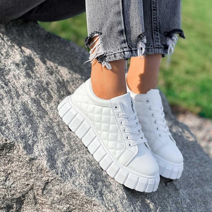 Women's Lace Up Flat Sneakers nihaodropshipping