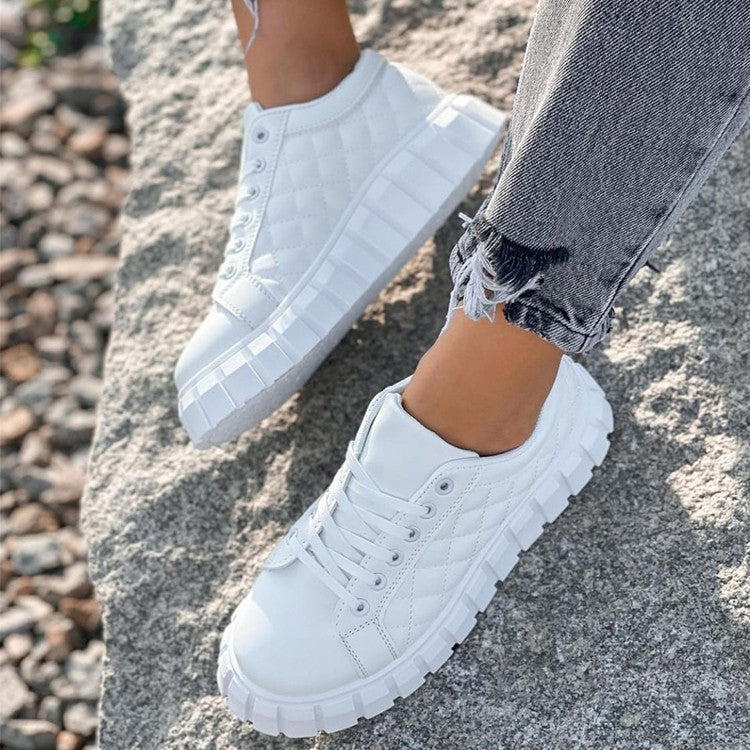 Women's Lace Up Flat Sneakers nihaodropshipping