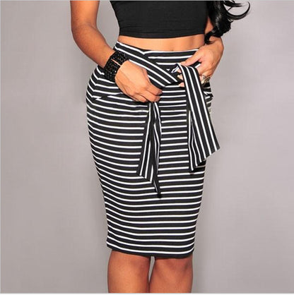 Women's high Waist Striped Skirt nihaodropshipping