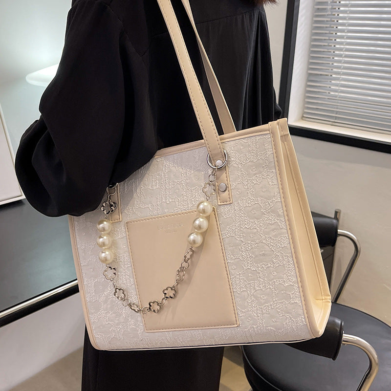 Women's Large Capacity Pearl Chain Tote Bag nihaodropshipping