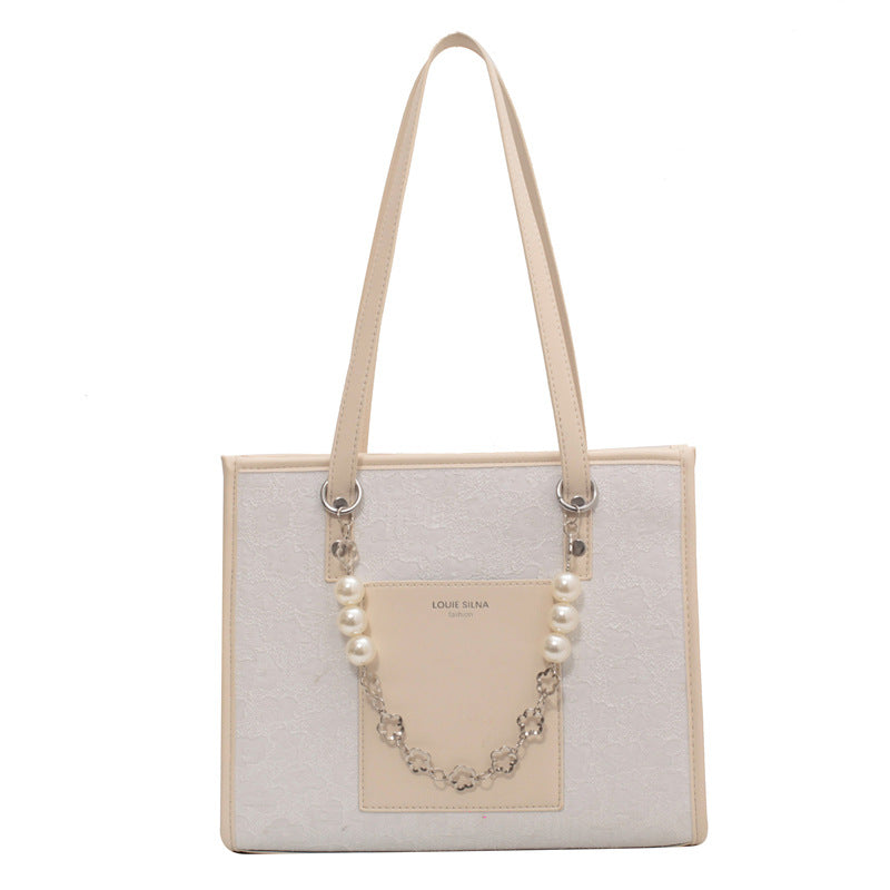 Women's Large Capacity Pearl Chain Tote Bag nihaodropshipping