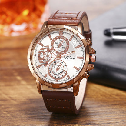 Men's Large Dial Belt Watch nihaodropshipping