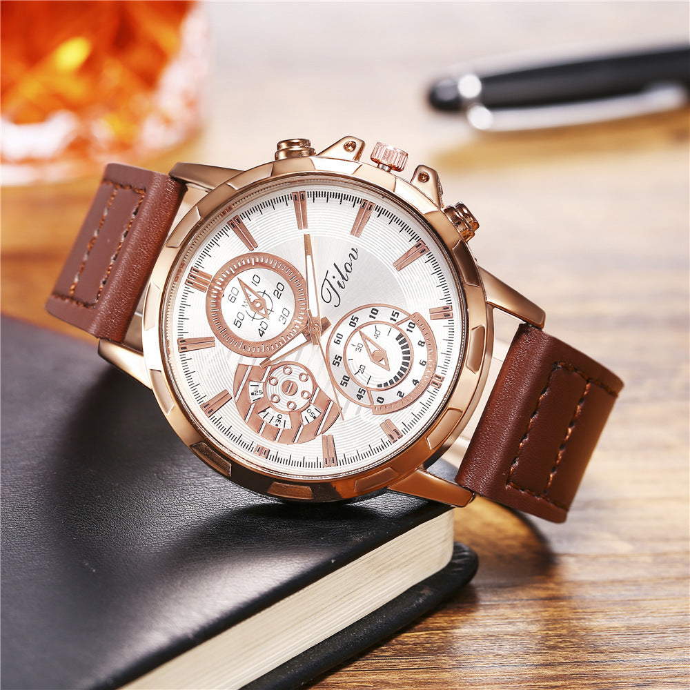 Men's Large Dial Belt Watch nihaodropshipping