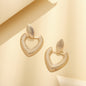 Women's Geometric Frosted Alloy Dangle Heart Earrings nihaodropshipping