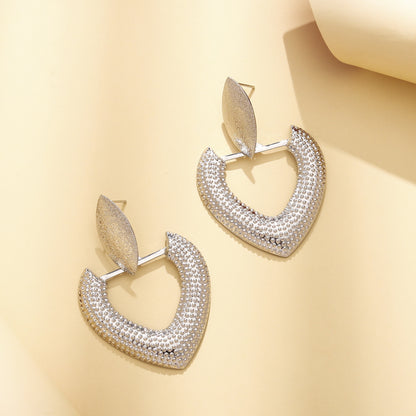 Women's Geometric Frosted Alloy Dangle Heart Earrings nihaodropshipping