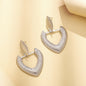 Women's Geometric Frosted Alloy Dangle Heart Earrings nihaodropshipping