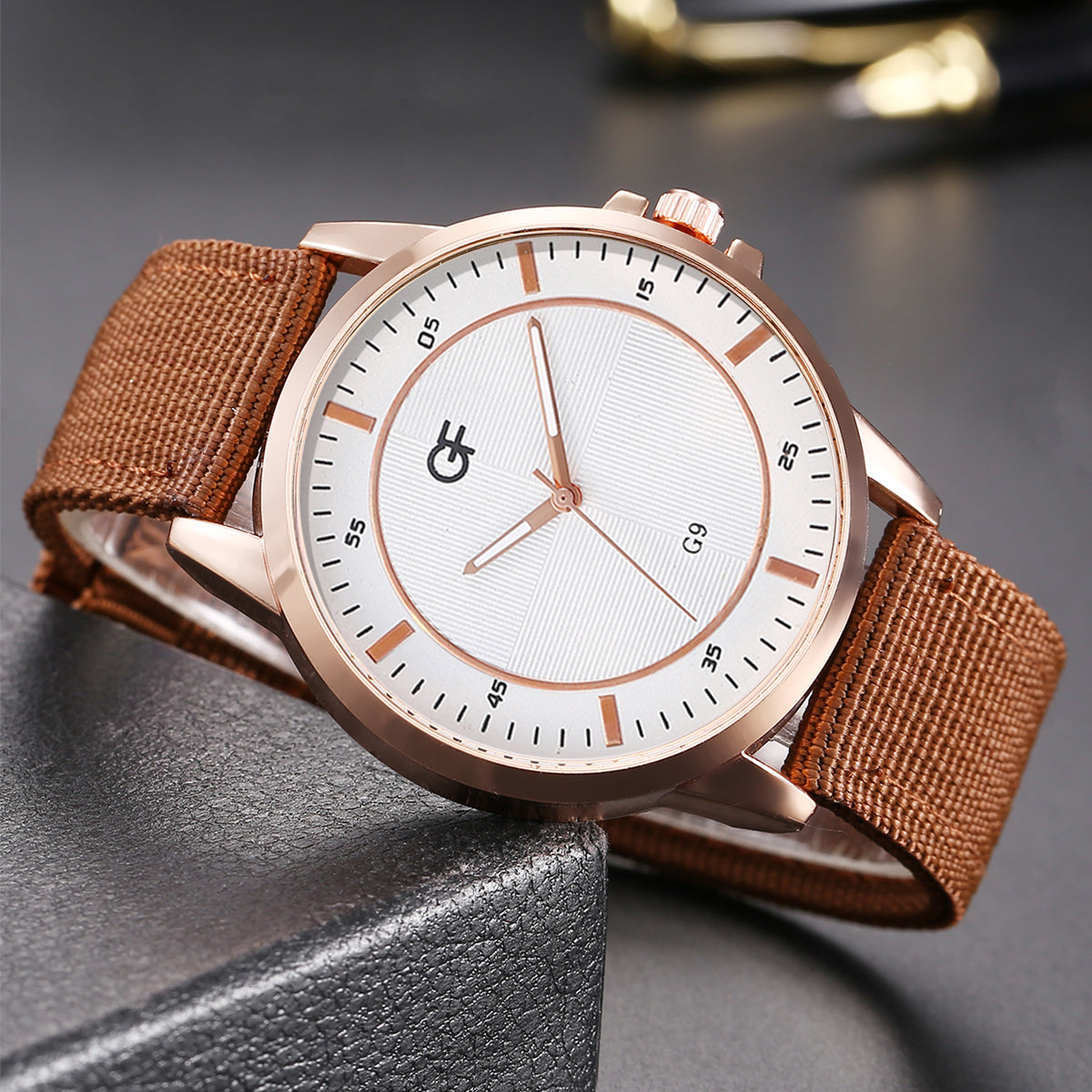 Men's Quartz Watch and PU Leather Bracelet Set nihaodropshipping