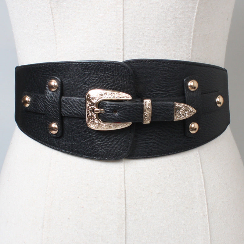 Metal Engraved Pin Buckle Elastic Waist Belt nihaodropshipping