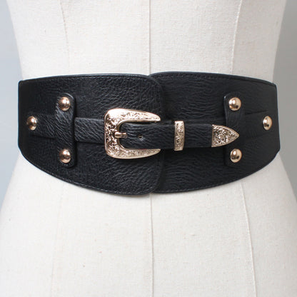 Metal Engraved Pin Buckle Elastic Waist Belt nihaodropshipping