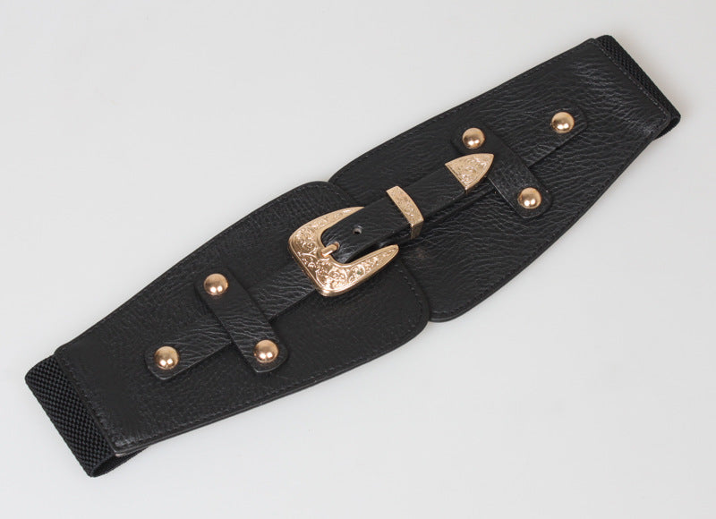 Metal Engraved Pin Buckle Elastic Waist Belt nihaodropshipping