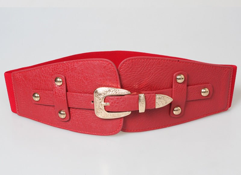 Metal Engraved Pink Buckle Elastic Waist Belt nihaodropshipping