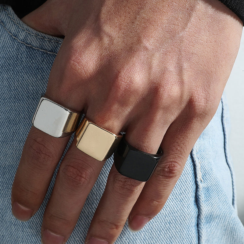 Men's Glossy Geometric Ring Set nihaodropshipping