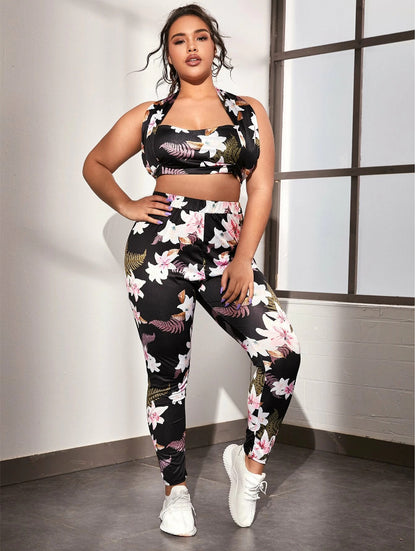 Plus Size Floral Yoga Set nihaodropshipping