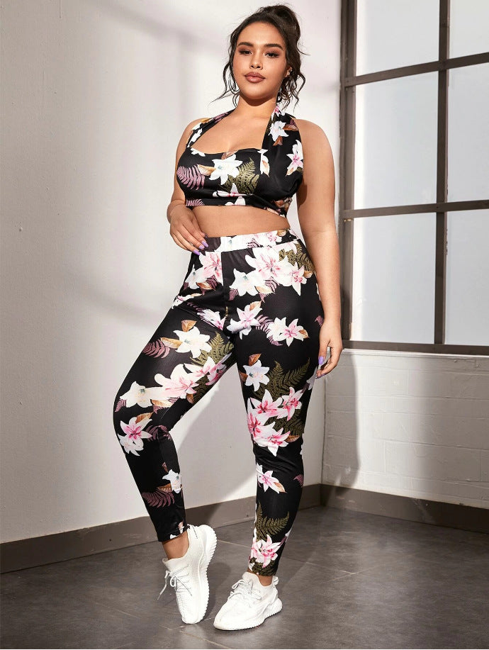 Plus Size Floral Yoga Set nihaodropshipping