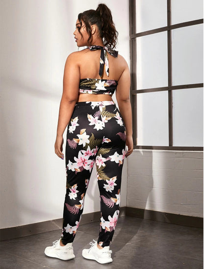 Plus Size Floral Yoga Set nihaodropshipping