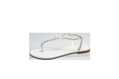 Pearl Toe Bow Flat Sandals nihaodropshipping