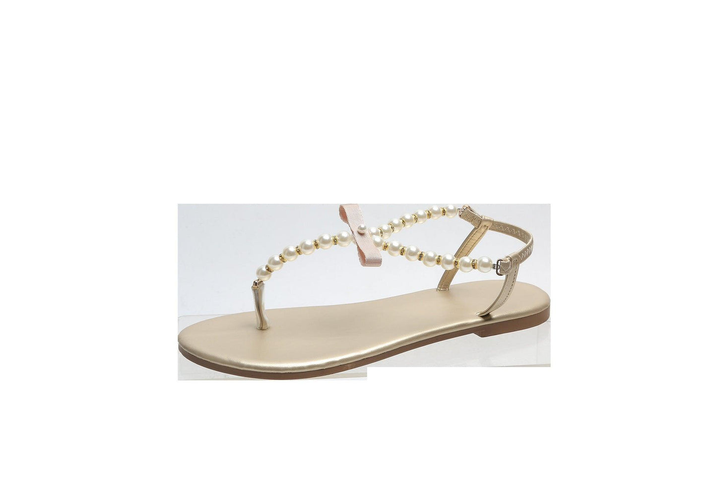 Pearl Toe Bow Flat Sandals nihaodropshipping