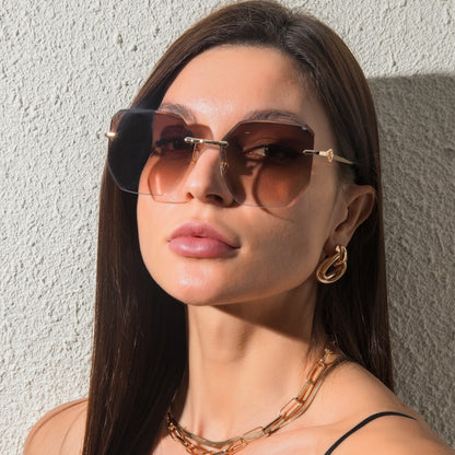 Rimless Polygonal Sunglasses nihaodropshipping