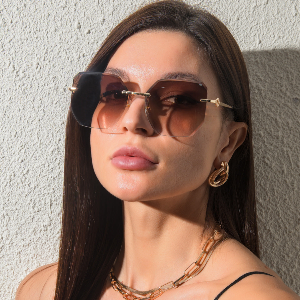 Rimless Polygonal Sunglasses nihaodropshipping