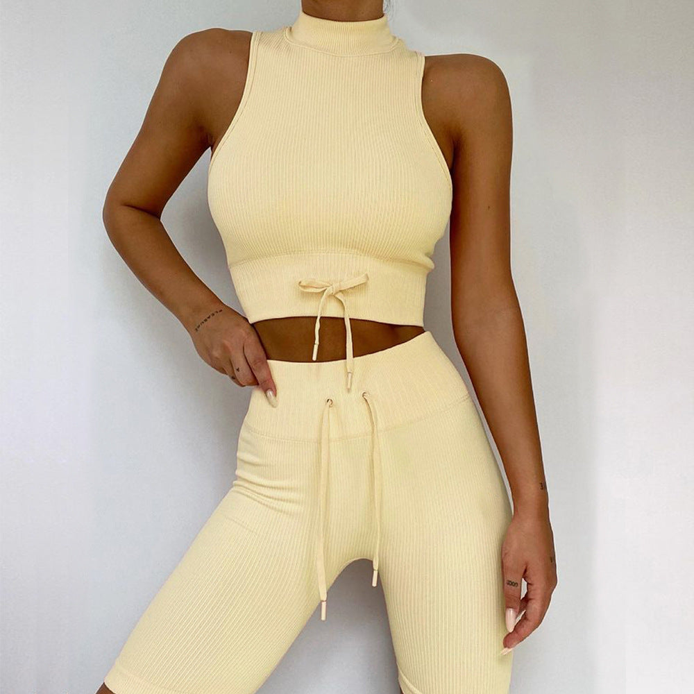 Women's Turtleneck Tank and Shorts Set nihaodropshipping