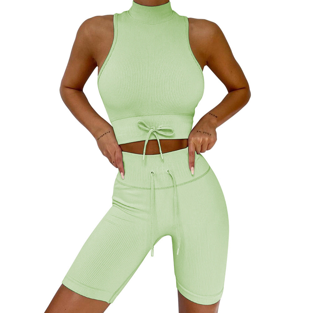 Women's Turtleneck Tank and Shorts Set nihaodropshipping