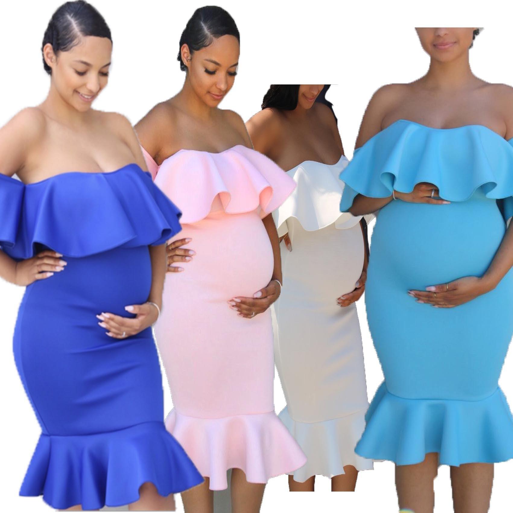 Off Shoulder Ruffle Maternity Mini Dress nihaodropshipping