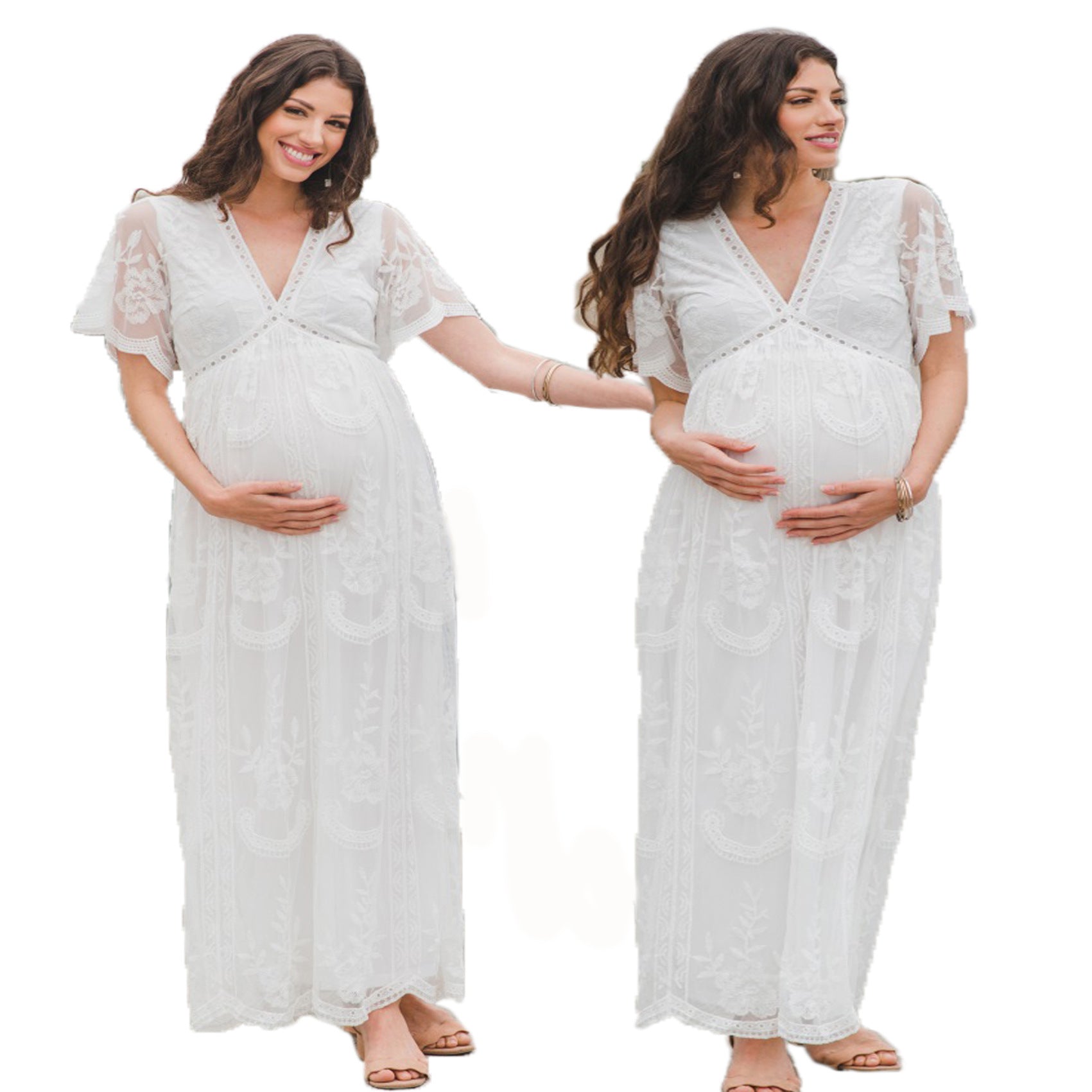 Women's Lace Embroidered Maternity Dress nihaodropshipping