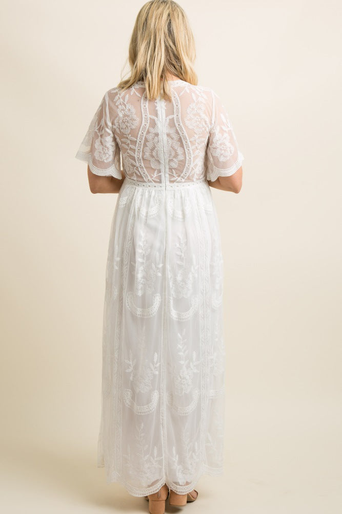 Women's Lace Embroidered Maternity Dress nihaodropshipping