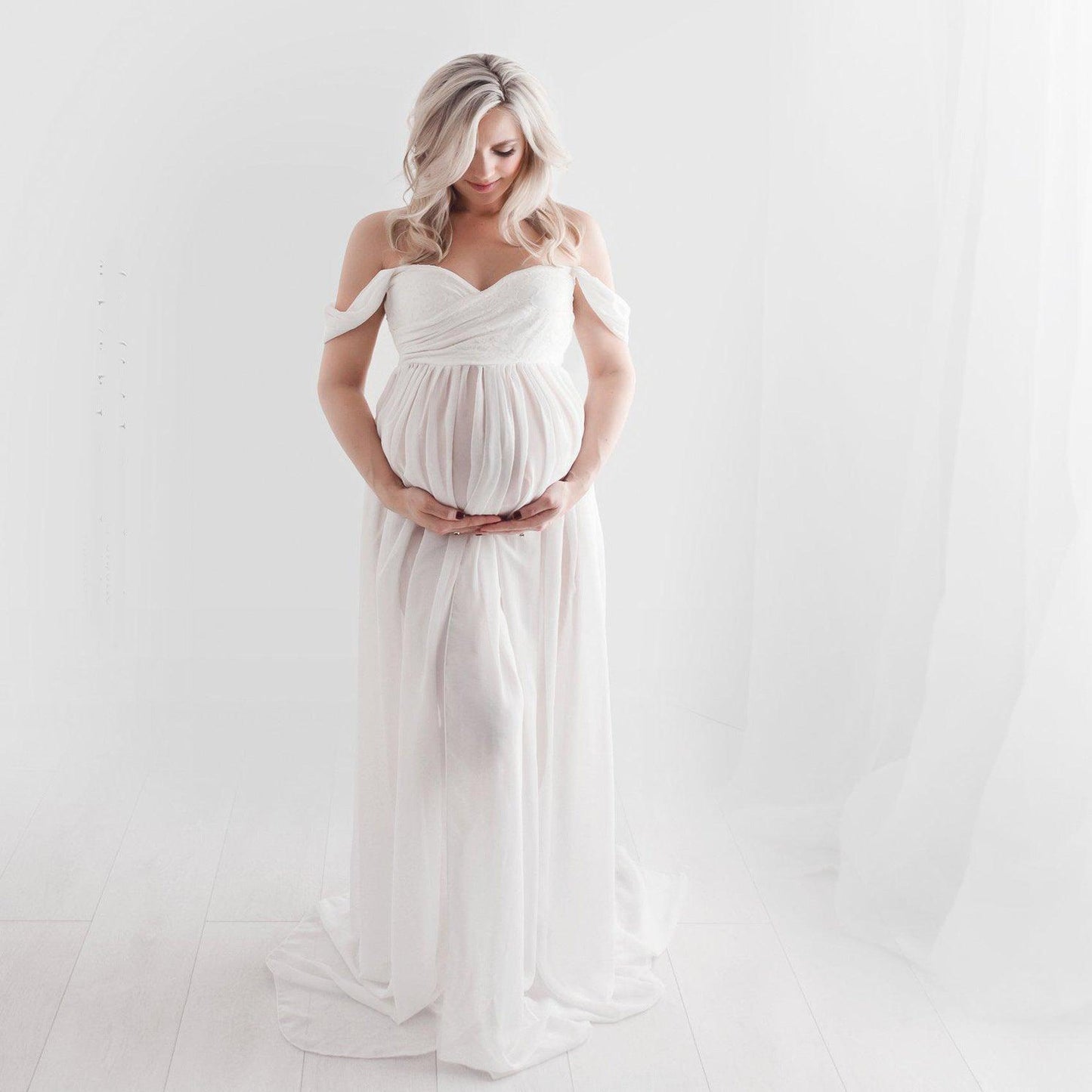 Off Shoulder Maternity Dress for Pregnancy Photo Shoot nihaodropshipping