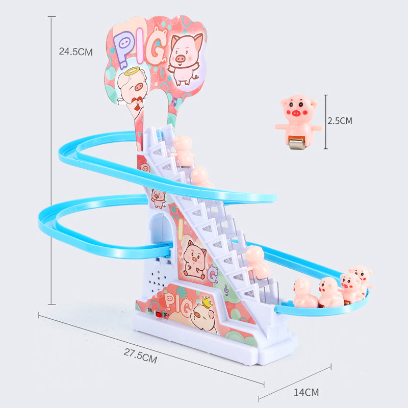 ⚠️🚨🔊 Piggy Climbing Stairs Light Music Track Electric Toy nihaodropshipping