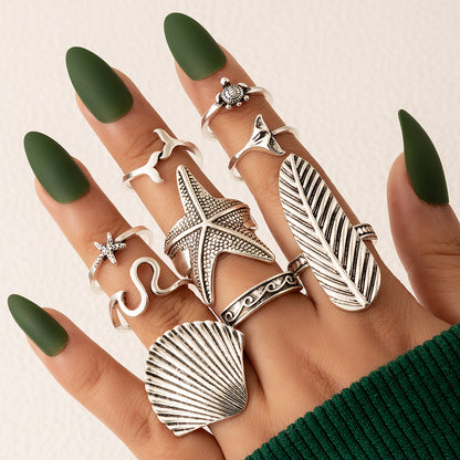 Women's Boho Beach 9 Piece Ring Set nihaodropshipping