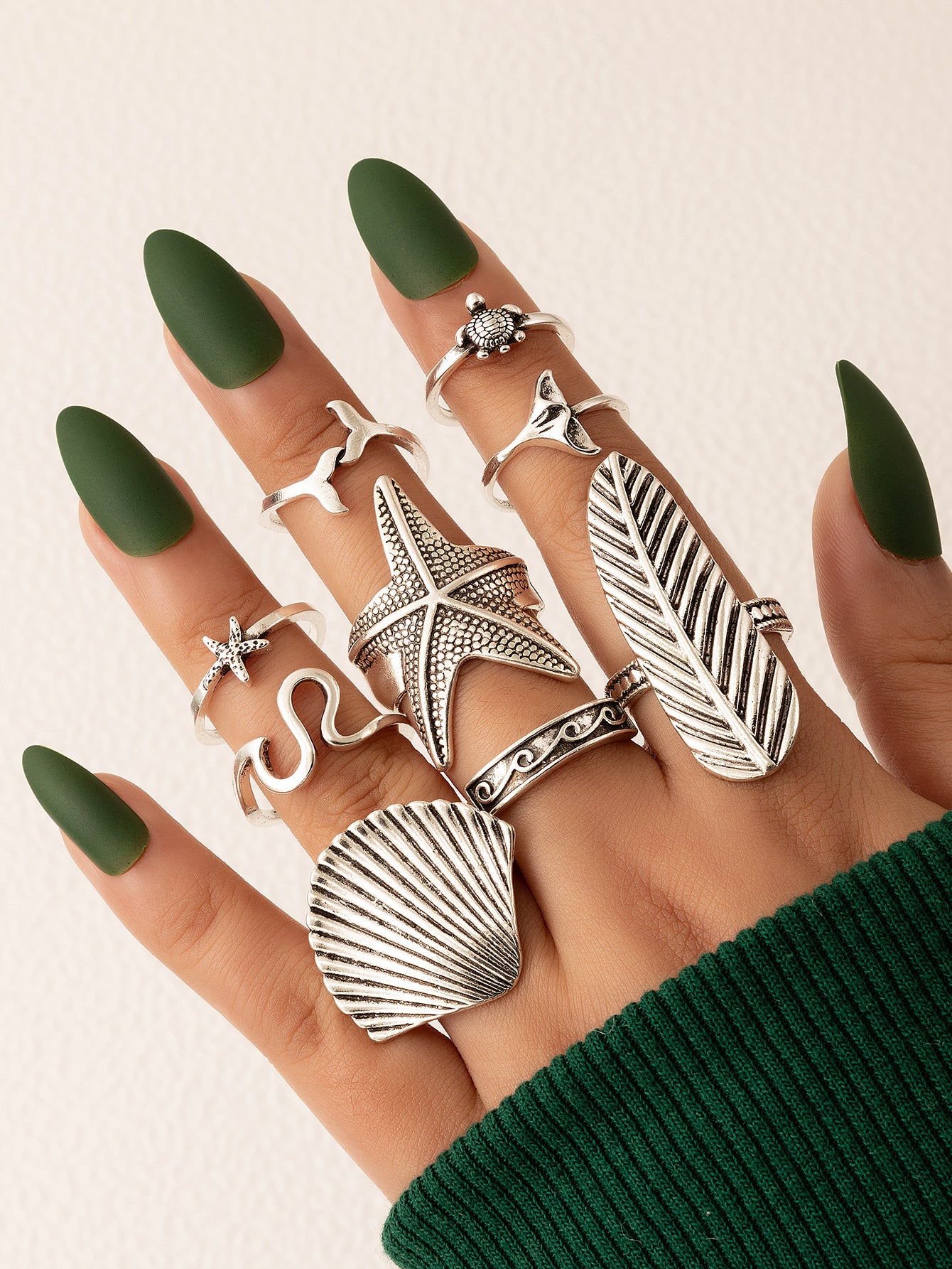 Women's Boho Beach 9 Piece Ring Set nihaodropshipping