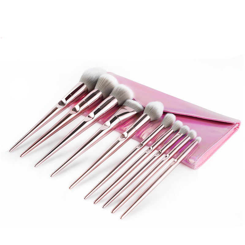 Solid Color Synthetic Fibers Makeup Brushes with Makeup Pouch nihaodropshipping