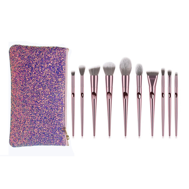 Solid Color Synthetic Fibers Makeup Brushes with Makeup Pouch nihaodropshipping