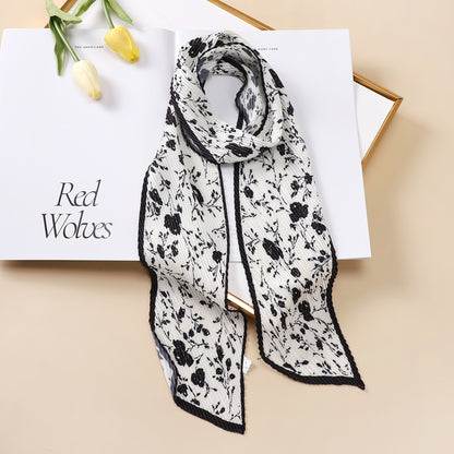 Women's Floral Silk Scarf for Multiple Uses nihaodropshipping