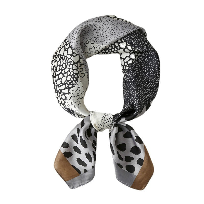 Retro Style Silk Scarf Leopard Print Geometric Design nihaodropshipping