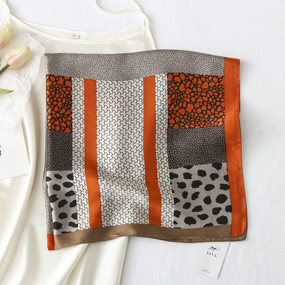 Retro Style Silk Scarf Leopard Print Geometric Design nihaodropshipping